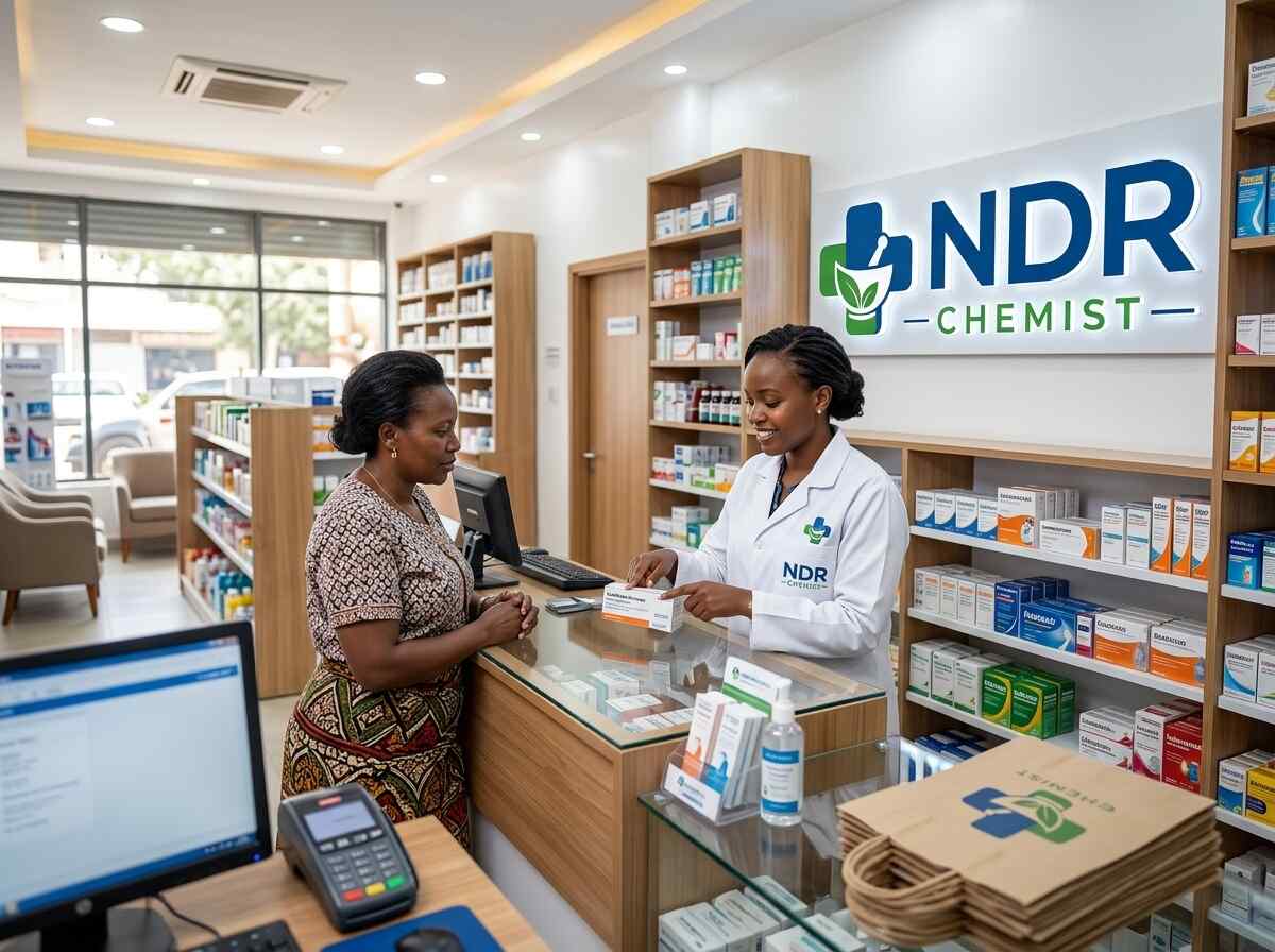 NDR Chemist pharmacist consulting a customer inside the pharmacy